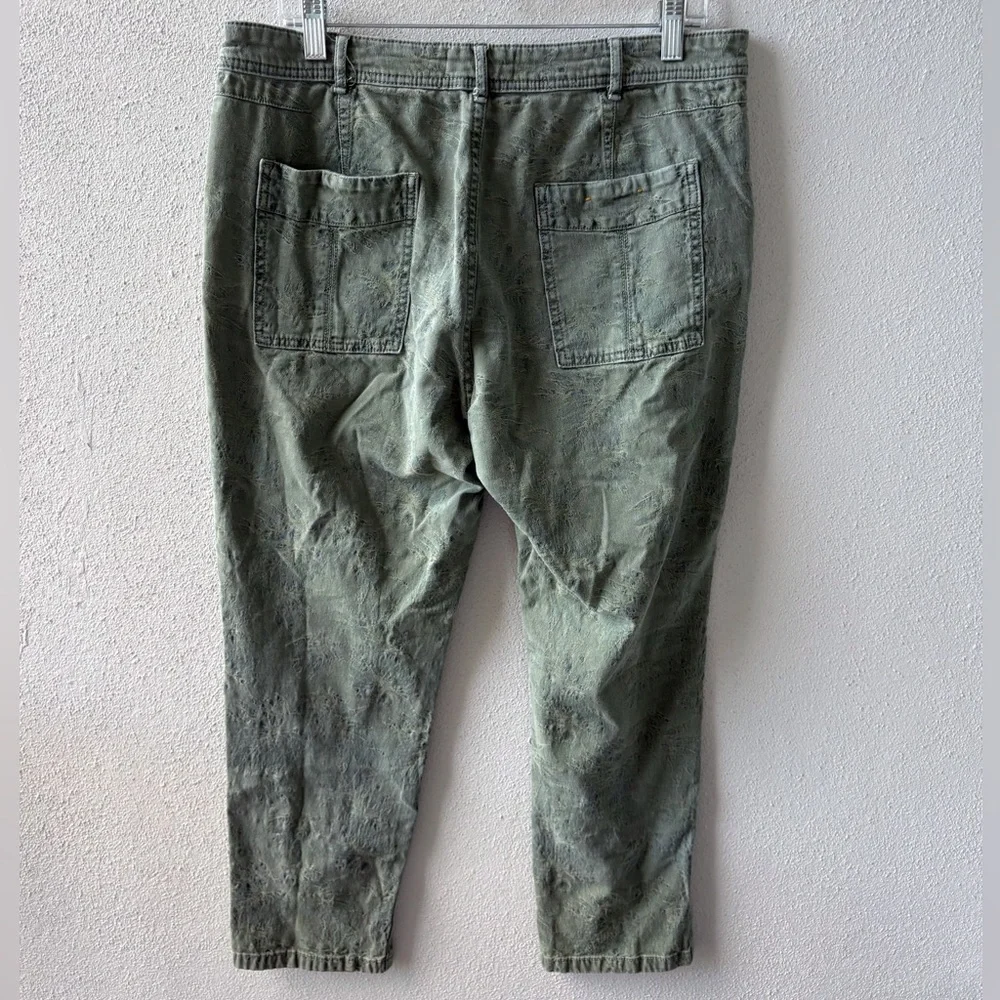 Anthropologie The Wanderer Pants‎ Size 31 Sage Green Jacquard Palm Tree Print
